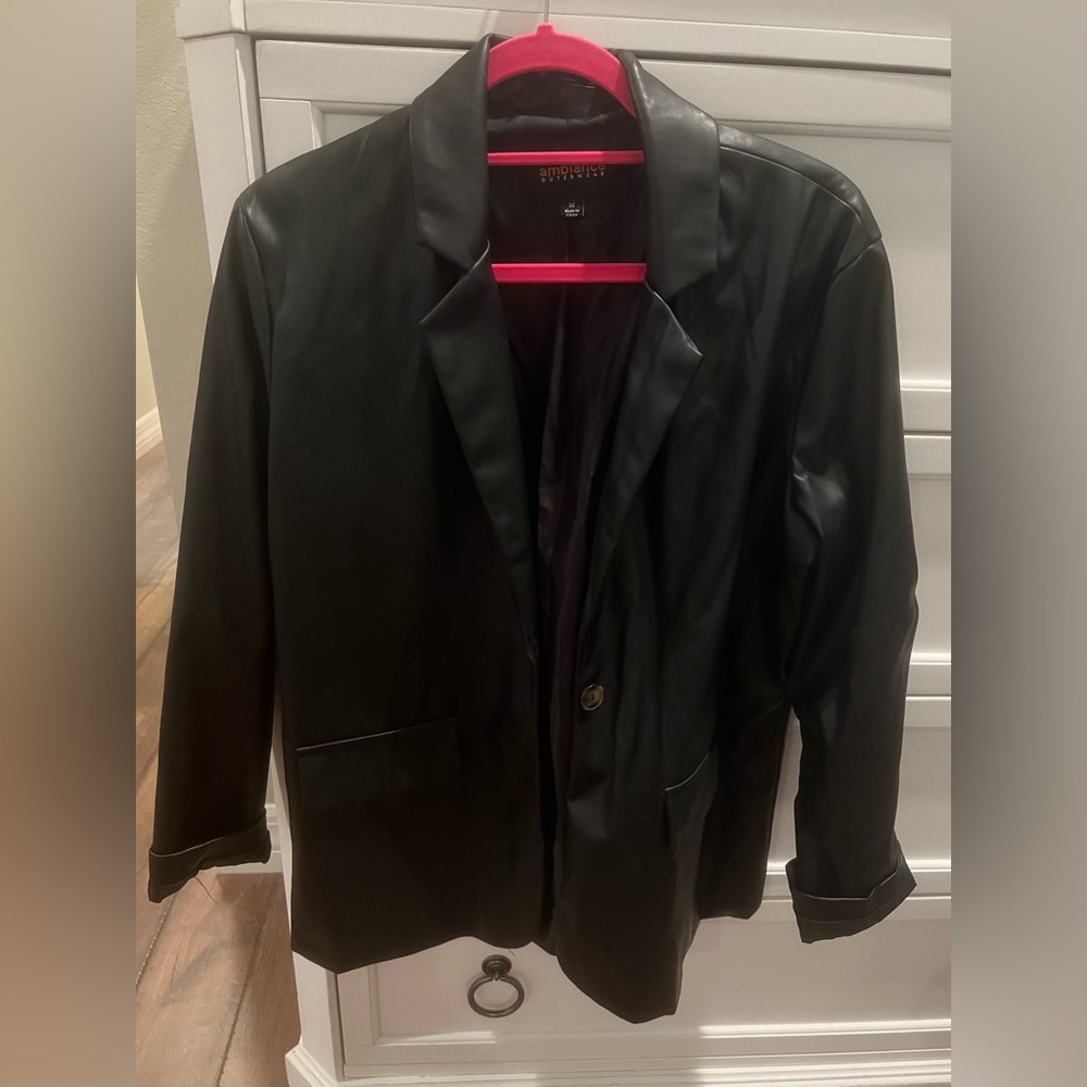 Ambience Outerwear faux black leather blazer/jacket size M